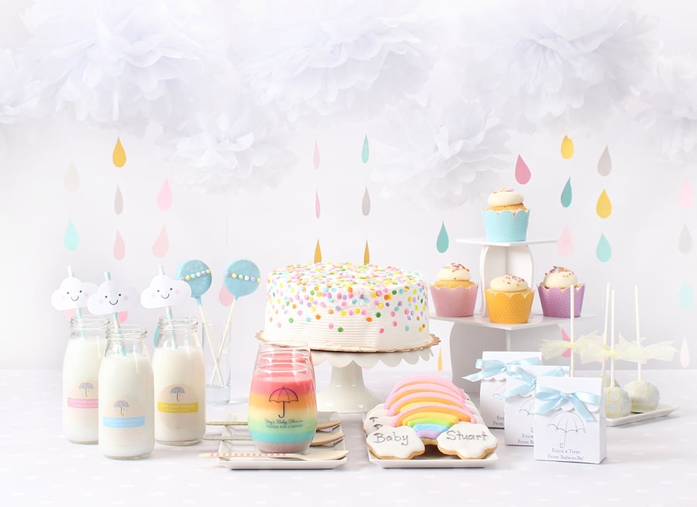 Baby SPRINKLE Decor/ SPRINKLE Party / 3D Clouds and Raindrop Rainbow  Garland / Baby Shower Decorations / DIY Nursery Mobile 