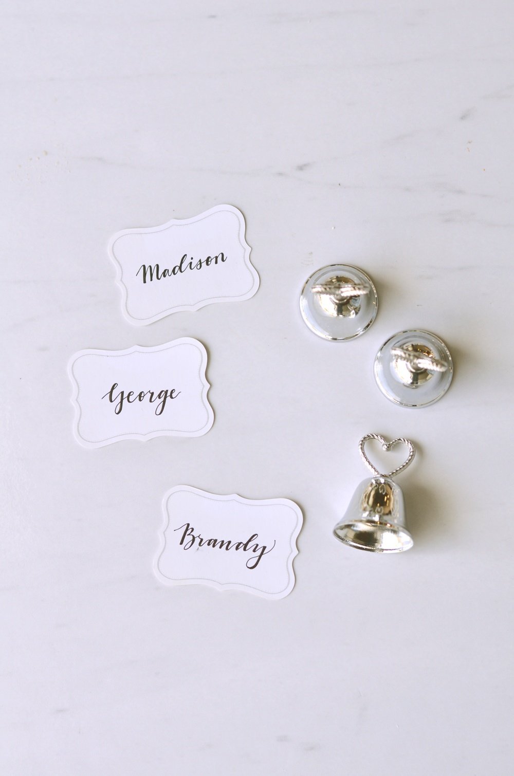 Faux calligraphy wedding place cards 