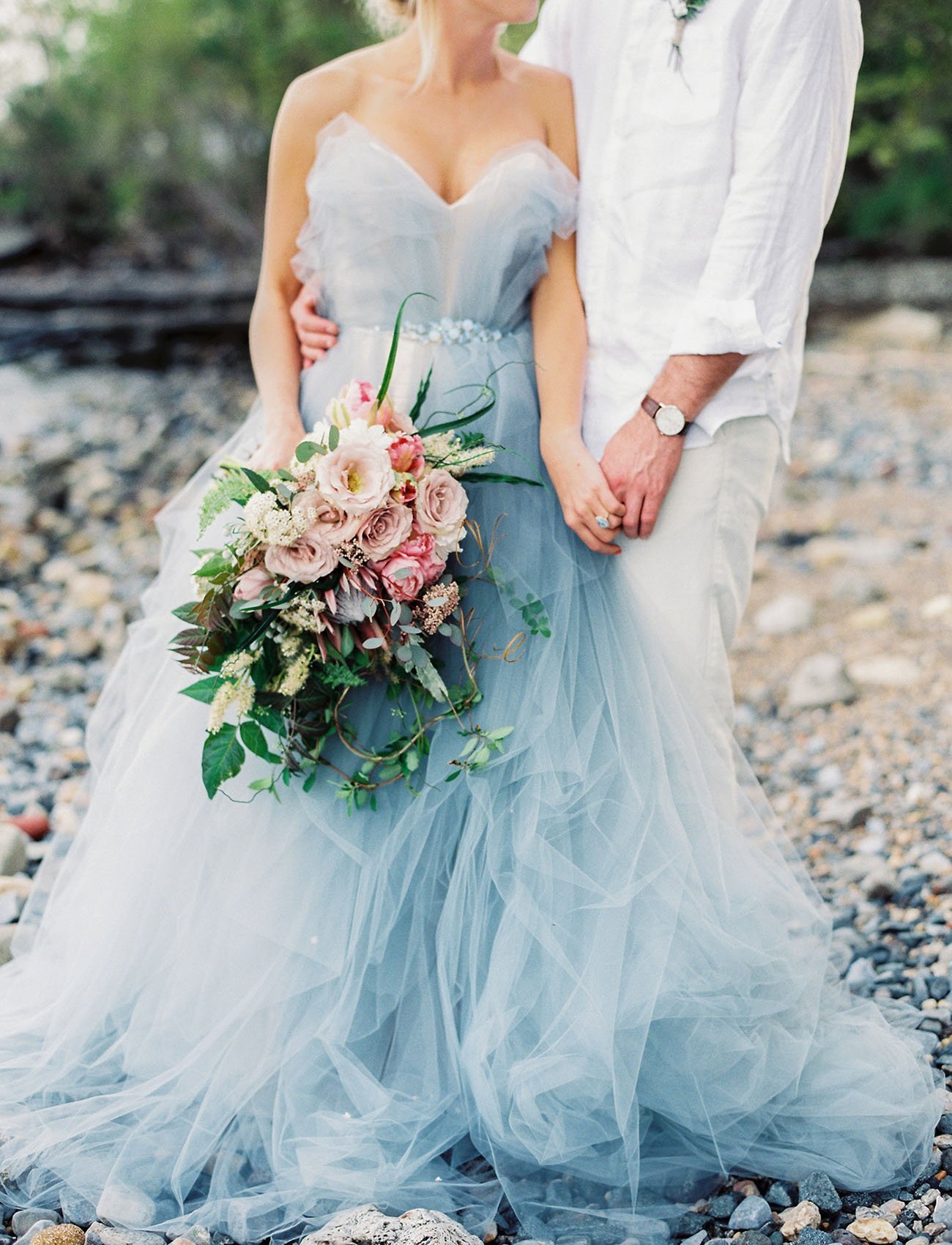 sexy blue wedding dress