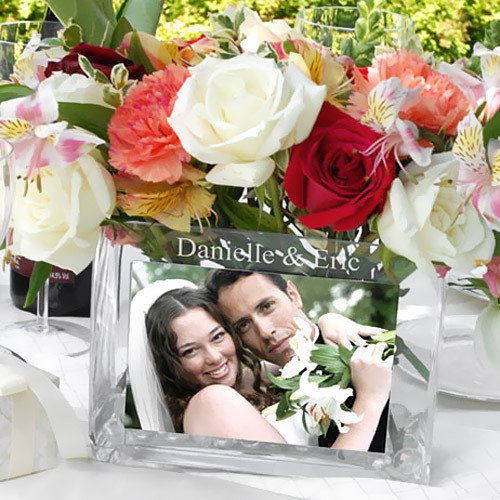 Engraved Glass Photo Vase