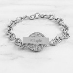 Engraved Rhinestone Toggle Bracelet