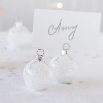 Falling Snow Holiday Ornament Place Card Holders