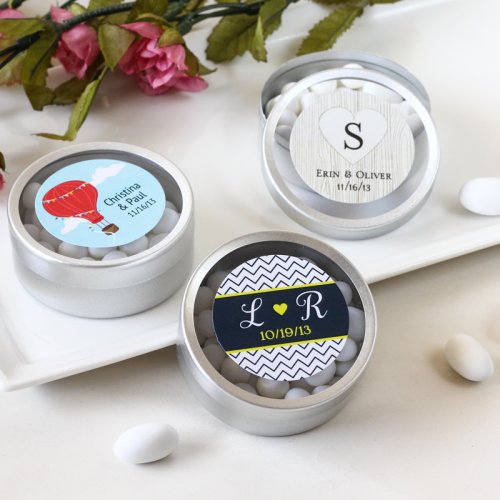 Personalized Round Clear Topped Candy Tins
