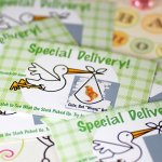 Baby shower scratch off game cards stock