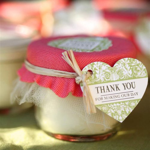 Personalized heart shaped bridal shower favor tags
