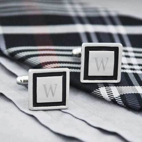 Personalized Black Border Cufflinks
