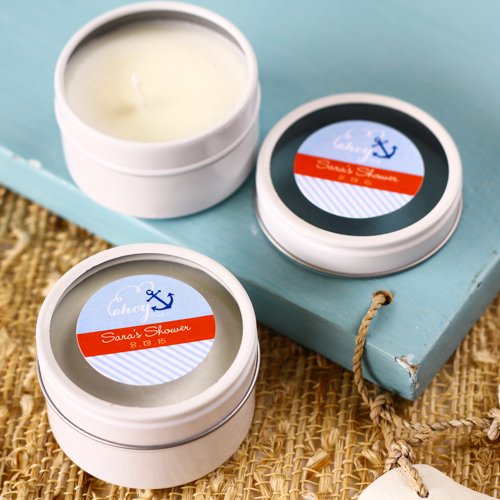 Mini Personalized Round Clear Top Candle Baby Shower Favor