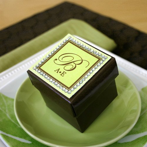 Personalized Square Rhinestone Border Monogram Labels