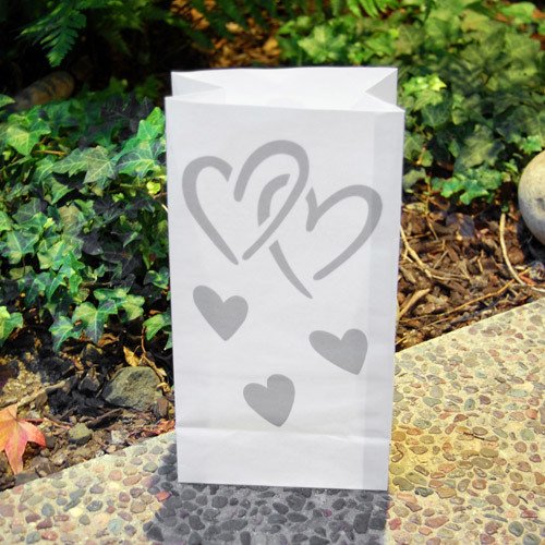 Silver Hearts Paper Luminaries
