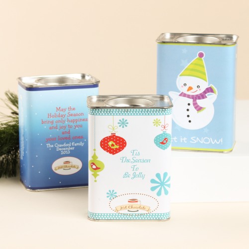 Personalized Holiday Hot Chocolate Mix in Gift Tin