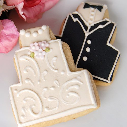 Tuxedo and Dress Wedding Cake Cookie