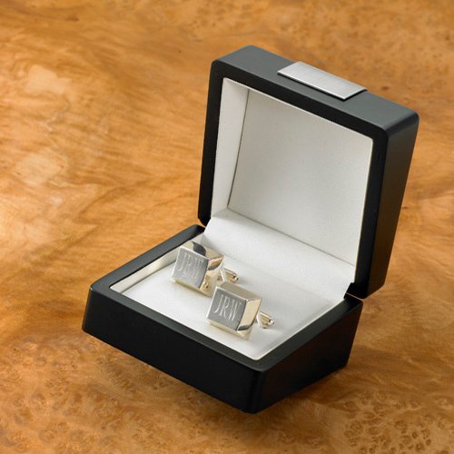 Monogrammed Silver Plated Cufflinks in Gift Box