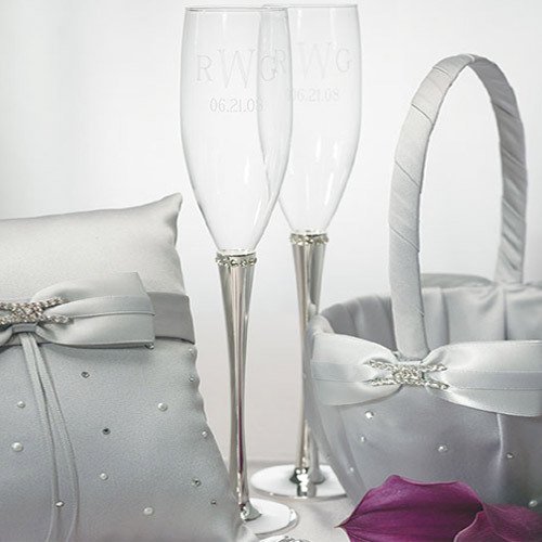 Personalized Crystal Studded Toasting Flutes