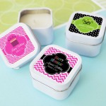 Mini Square Personalized Candle Birthday Favor