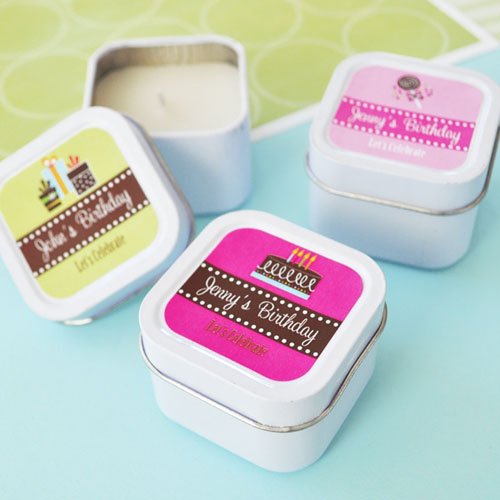 Mini Square Personalized Candle Birthday Favor