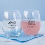 Personalized 9 oz. Baby Shower Stemless Wine Glass