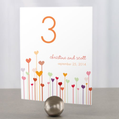Personalized Garden Hearts Table Number Cards