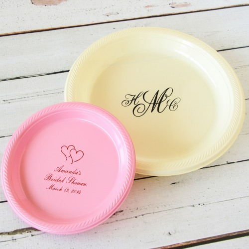 Personalized Round Wedding Plastic Plates