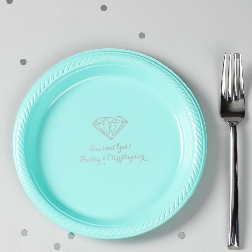 Personalized Round Wedding Plastic Plates