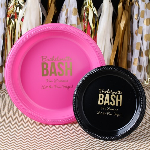 Personalized Round Wedding Plastic Plates