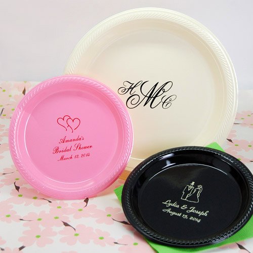 Personalized Round Wedding Plastic Plates