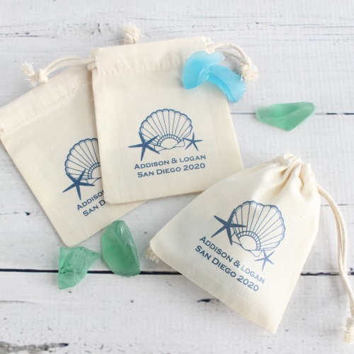 Personalized Natural Cotton Wedding Favor Bag