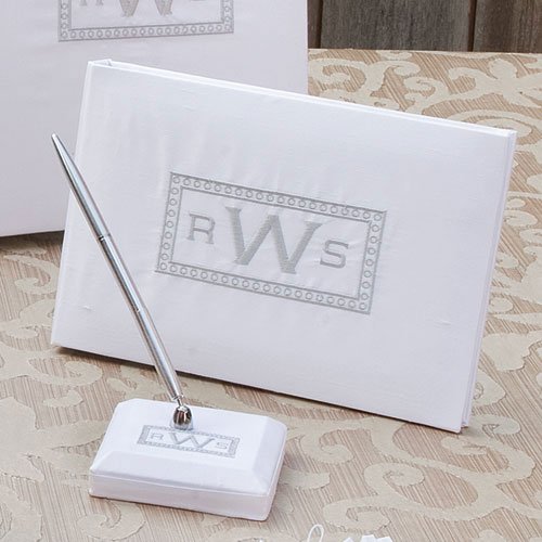 Silk Rectangle Monogram Guest Book