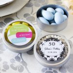 Personalized Birthday Round Clear Topped Candy Tins