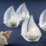 Glass Sailboat Tea Light Holders