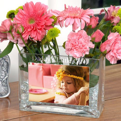 Engraved Glass Photo Vase