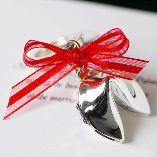 Silver Fortune Cookie Key Chain