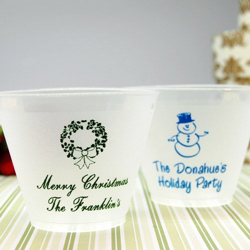 Personalized Frosted Plastic Holiday Cups