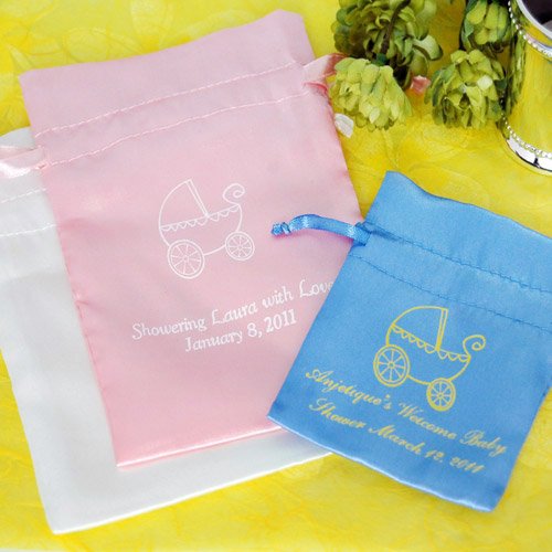 Personalized Color Satin Baby Shower Favor Bag
