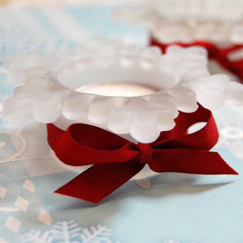 Frosted Glass Snowflake Tea Light Holders
