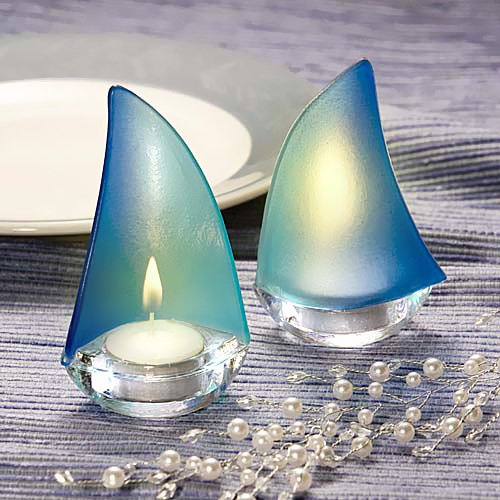 Blue Sailboat Tea Light Holders