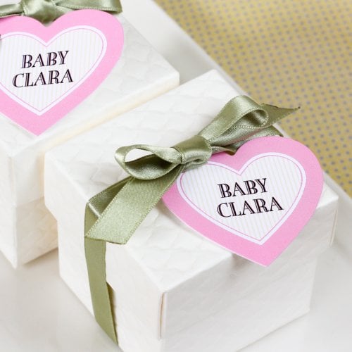 Personalized Heart Shaped Baby Shower Gift Tags