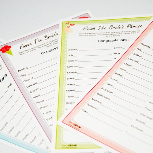 Exclusive Personalized Finish the Bride's Phrase Game