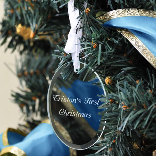 Personalized Glass Oval Baby's First Christmas Ornament
