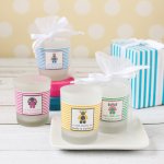 Personalized Frosted Glass Votive Baby Shower Candle Favor