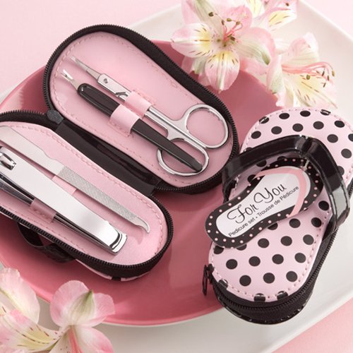 Pink Polka Dot Flip Flop Pedicure Set