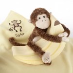 Personalized Monkey Plush and Blanket Gift Set