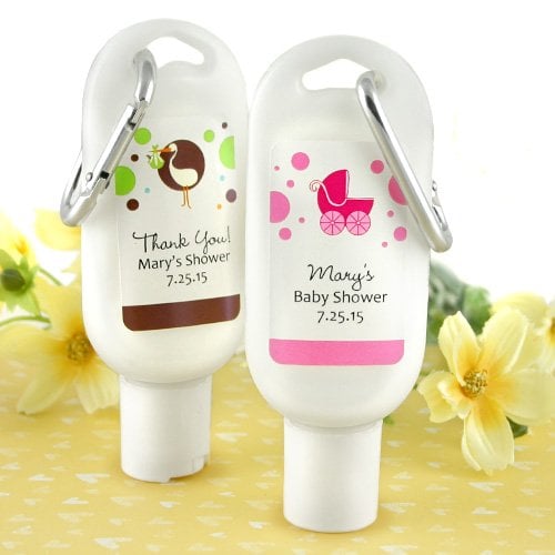 Personalized Baby Shower Sunscreen with Carabiner