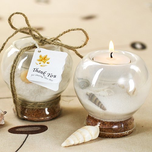 Sand and Shell-Filled Tea Light Holder