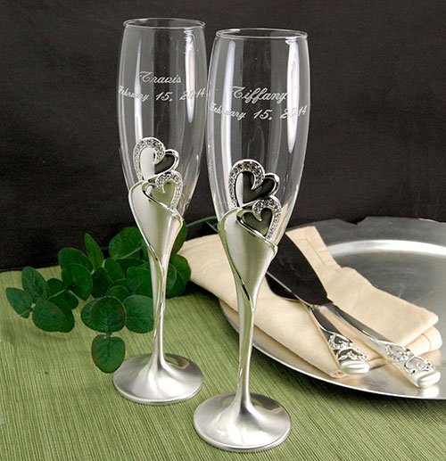 Sparkling Love Personalized Toasting Flutes
