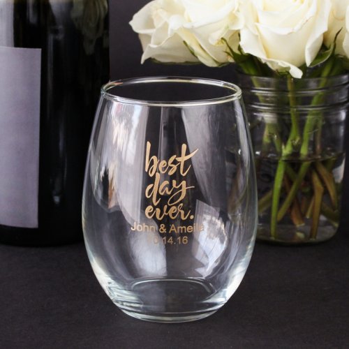 Personalized 15 oz. Stemless Wine Glass
