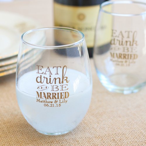 Personalized 15 oz. Stemless Wine Glass