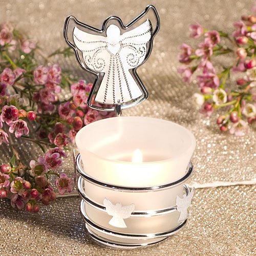 Silver Angel Candle Place Card Holder