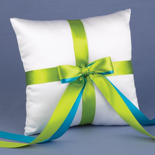 Custom Two-Ribbon White Ring Bearer Pillow