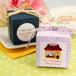 Party Theme Square Favor Box with Personalized Label and Twine