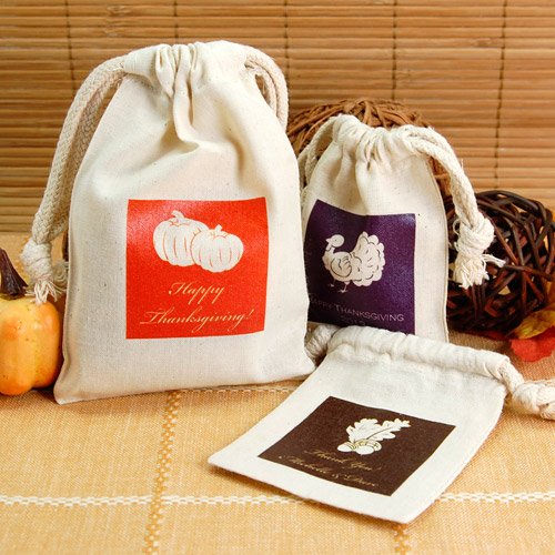 Personalized Autumn Silhouette Natural Cotton Favor Bag